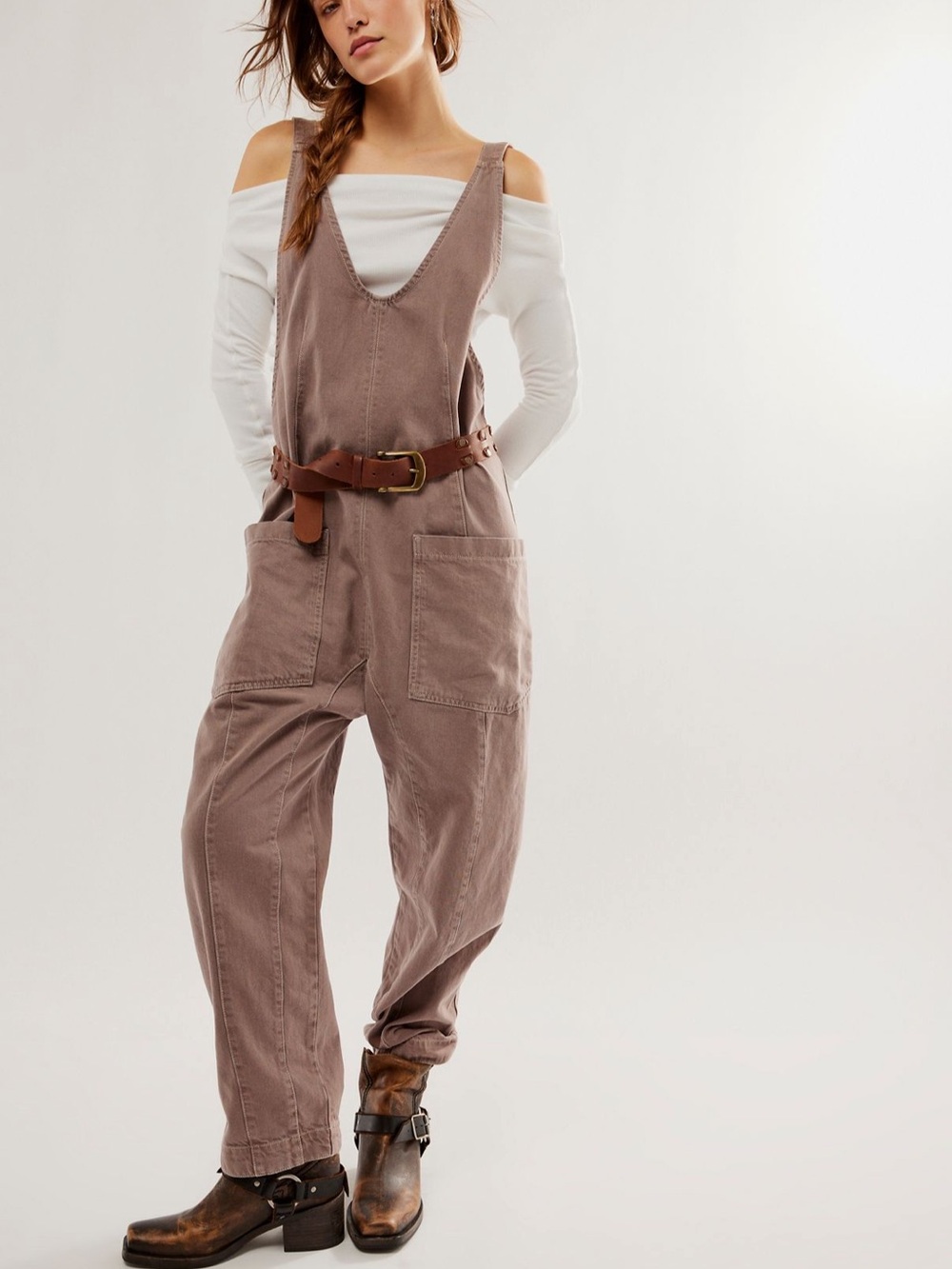 Free People High Roller Overalls in Mountain Majesty